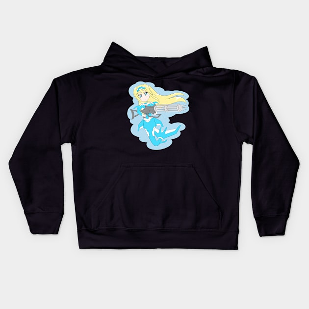 Speargun Mermaid (Blonde) Kids Hoodie by TeriyakiPigeon